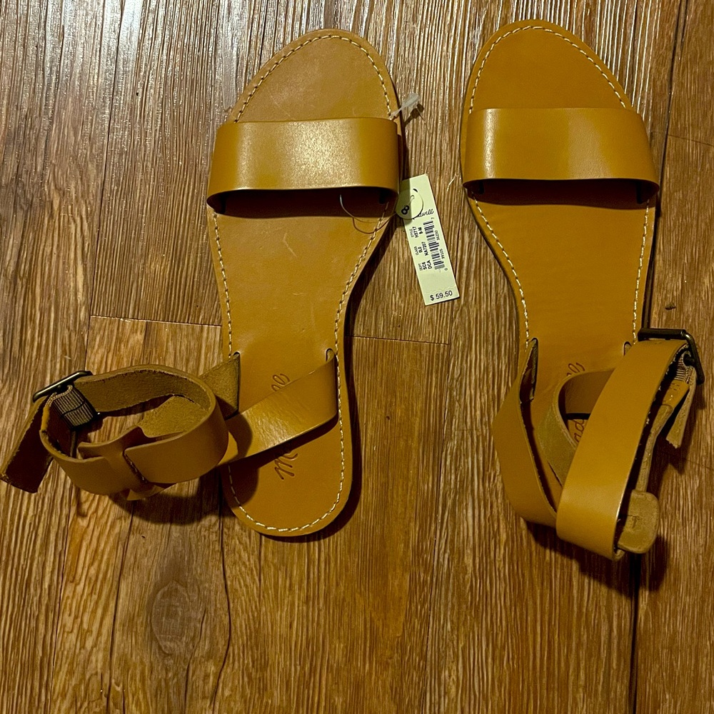 SPRING PRICE DROP! Madewell Leather Ankle-wrap Sandals with Tote NWT!